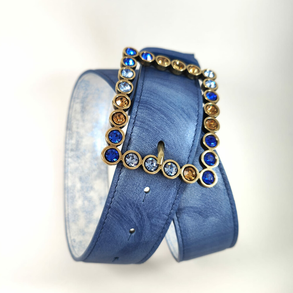 Ceinture reversible femme Bleu / Marbré bleu